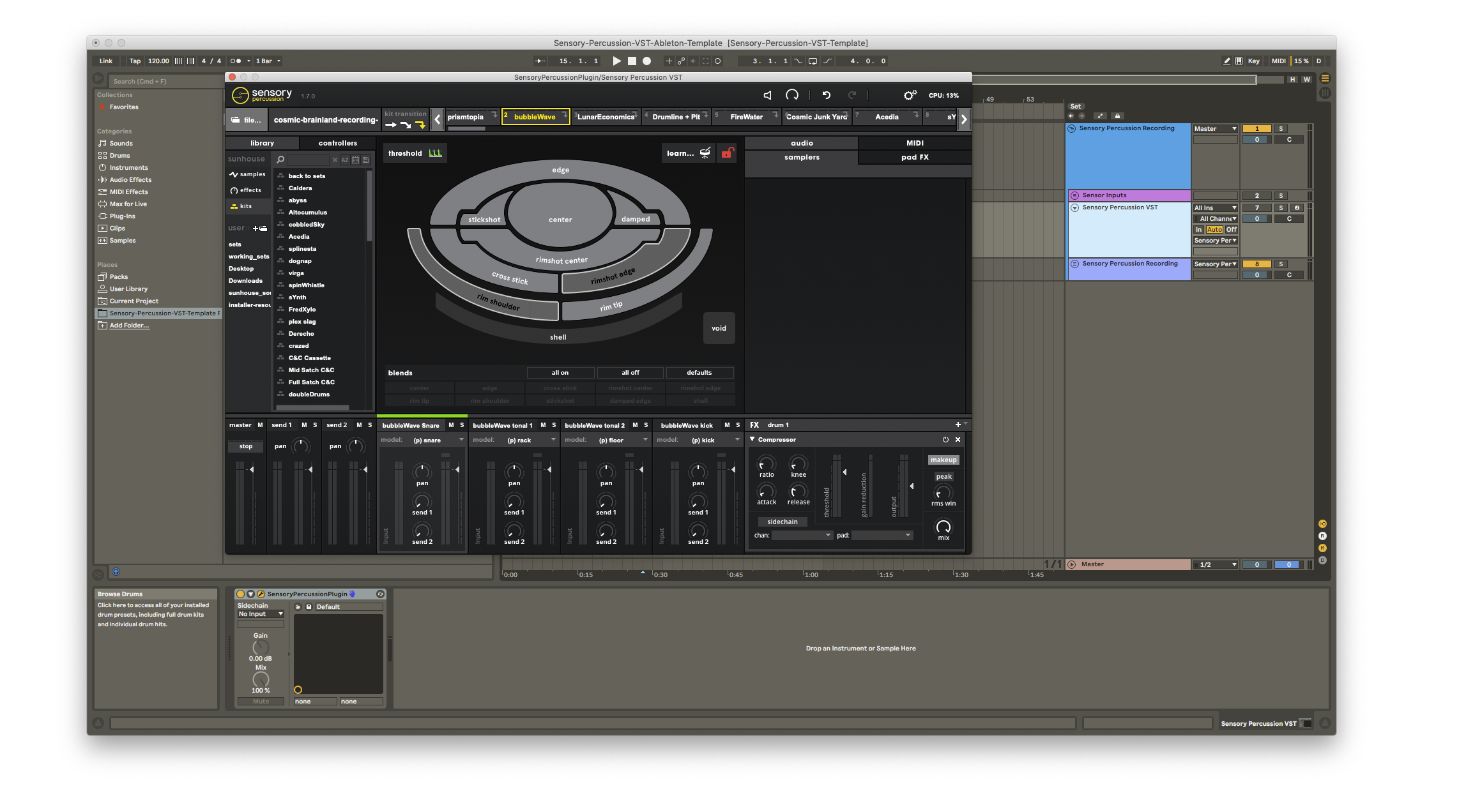 A screenshot of Ableton with the SP Plugin loaded