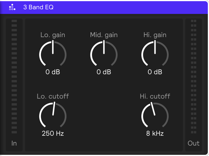 A screenshot of the 3 Band EQ effect