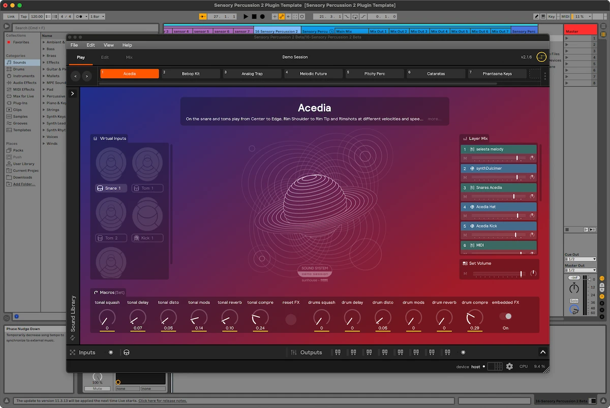 A screenshot of Ableton with the SP2 Plugin loaded