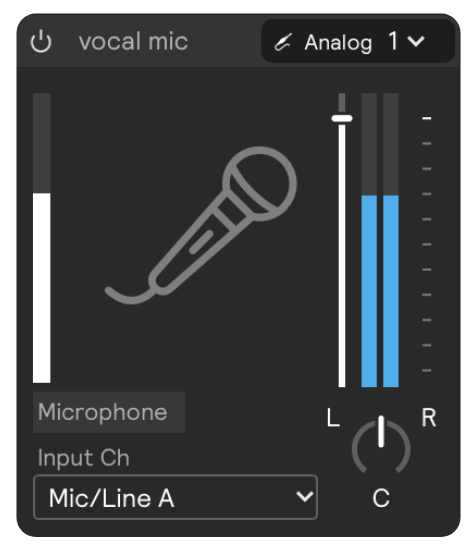 A screenshot of an analog input with the channel set to Mic/Line A