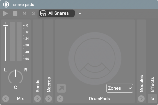 A screenshot highlighting an All Snares filter on a module