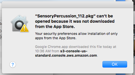 A screenshot of an installation error dialog on a mac