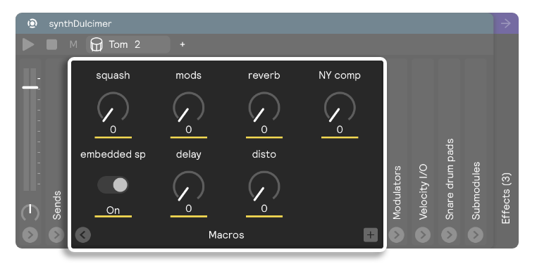 A screenshot of a controller with its macros panel highlighted.