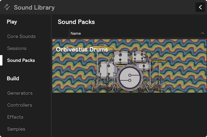 A screenshot of a Sound Pack installed in the Library