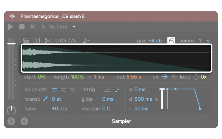 A screenshot showing the sample waveform