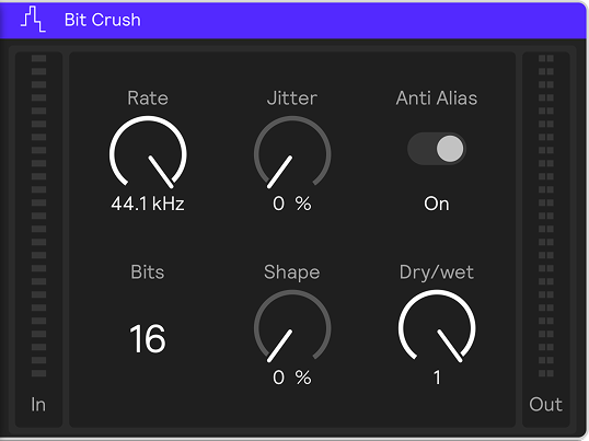 A screenshot of the Bit Crush effect