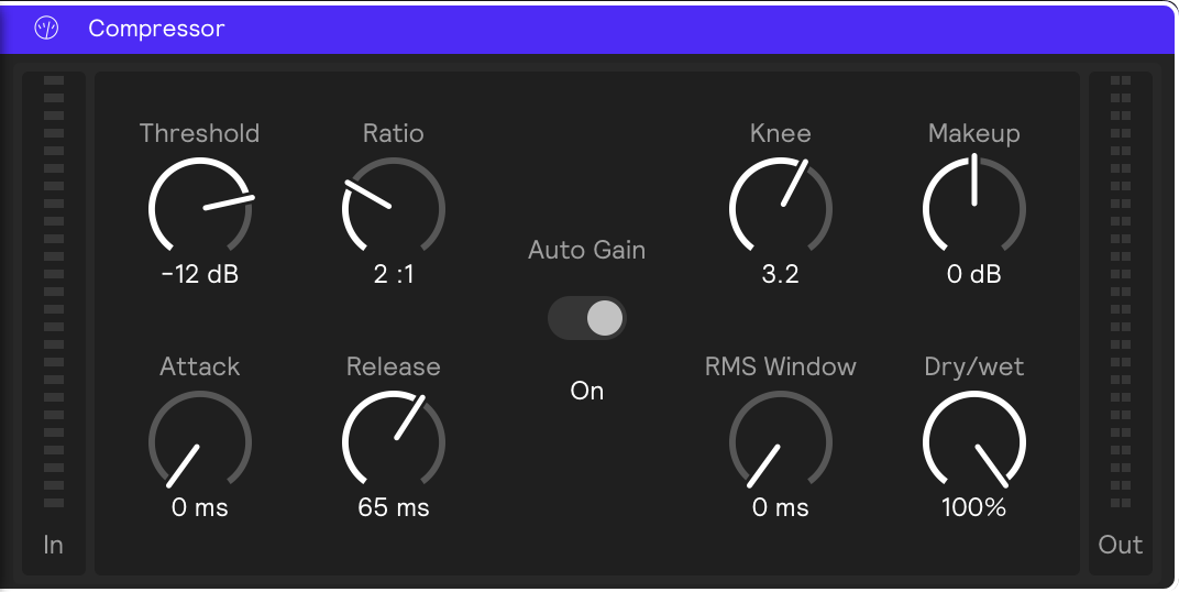 A screenshot of the Compressor effect