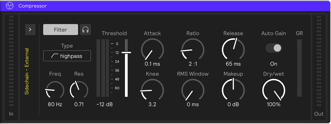 A screenshot of the Compressor effect