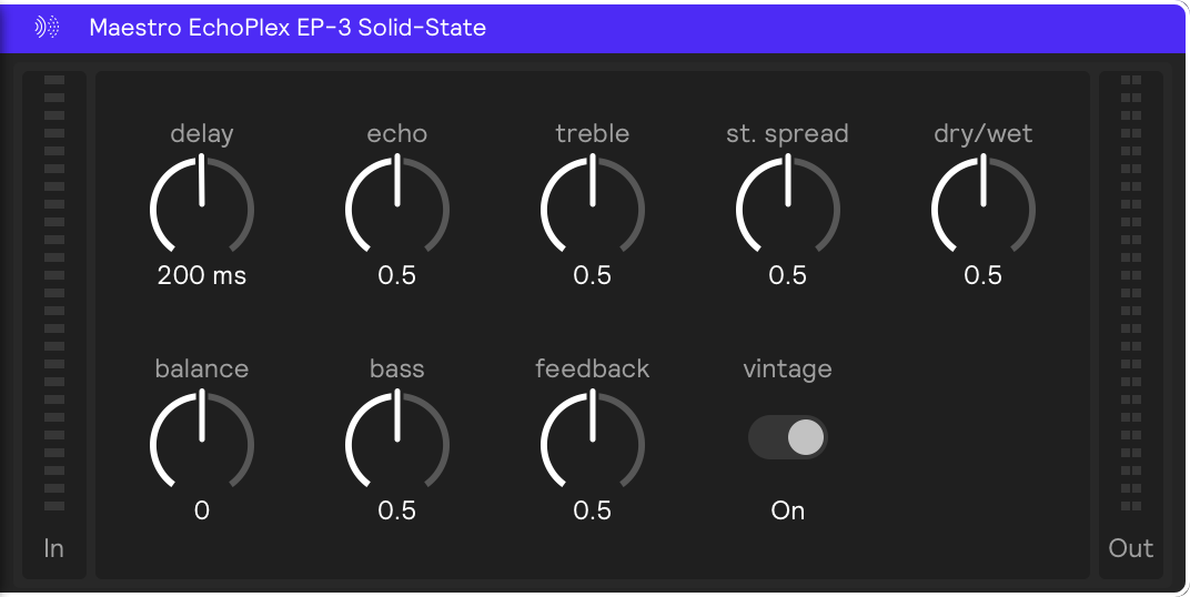 A screenshot of the MaestroEchoPlex EP-3 delay effect