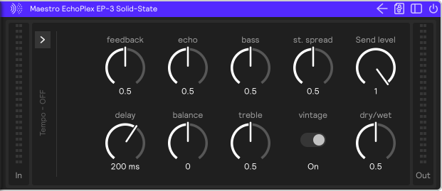 A screenshot of the MaestroEchoPlex EP-3 delay effect