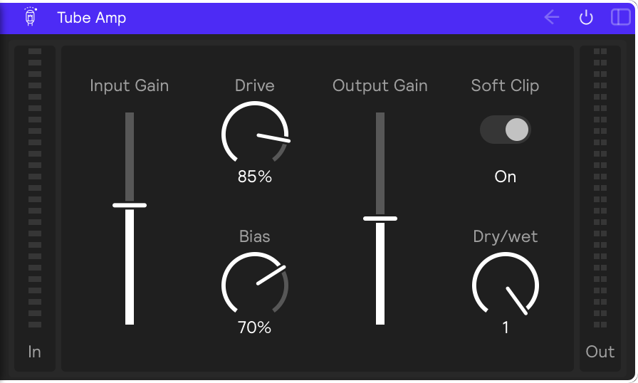 A screenshot of the Tube Amp effect