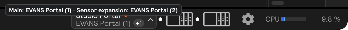 The footer with two Portal icons and the tooltip Main: EVANS Portal (1) · Sensor expansion: EVANS Portal (2)