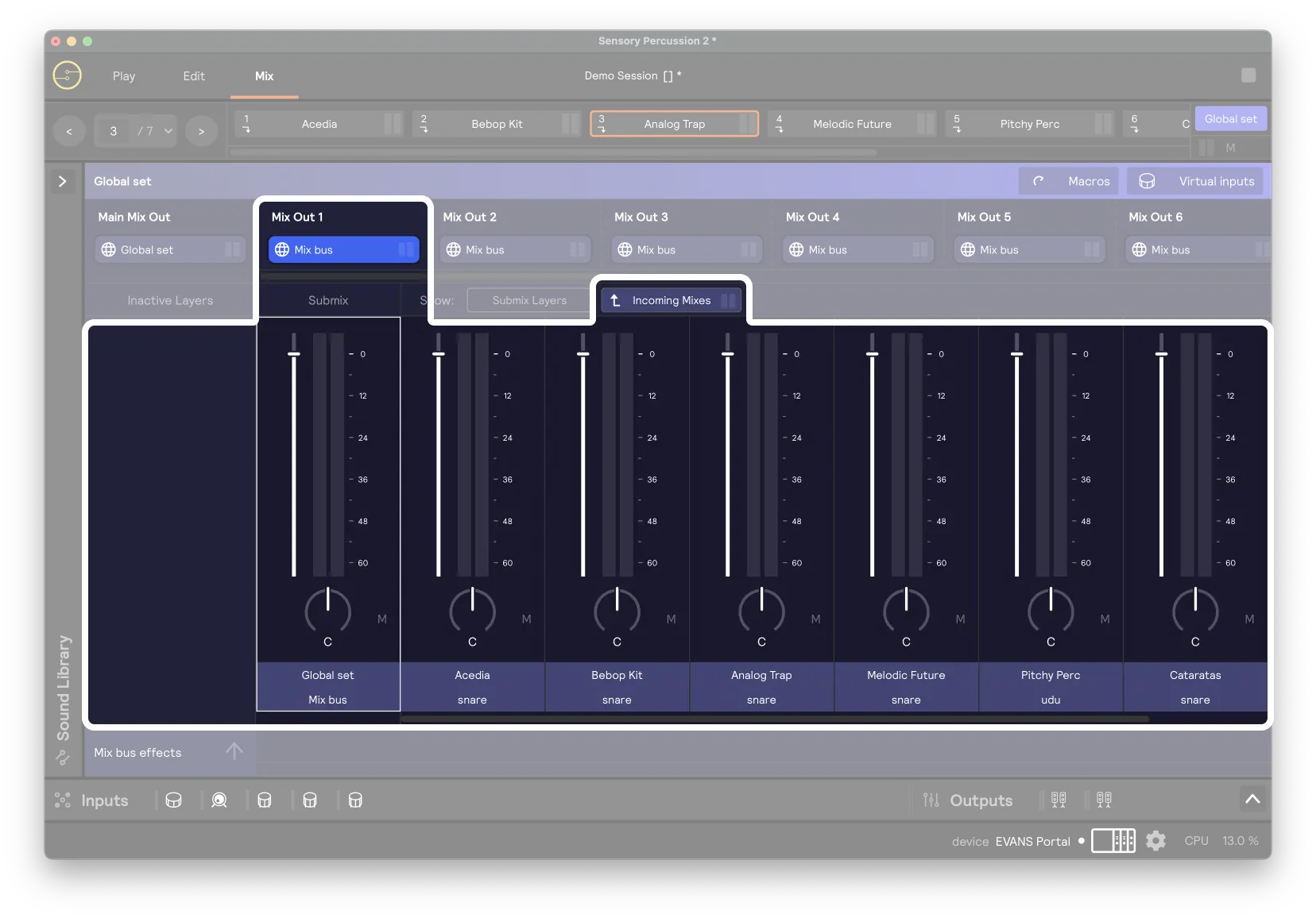 A screenshot of a Mix Bus incoming layers