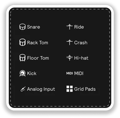 A screenshot of the input types available