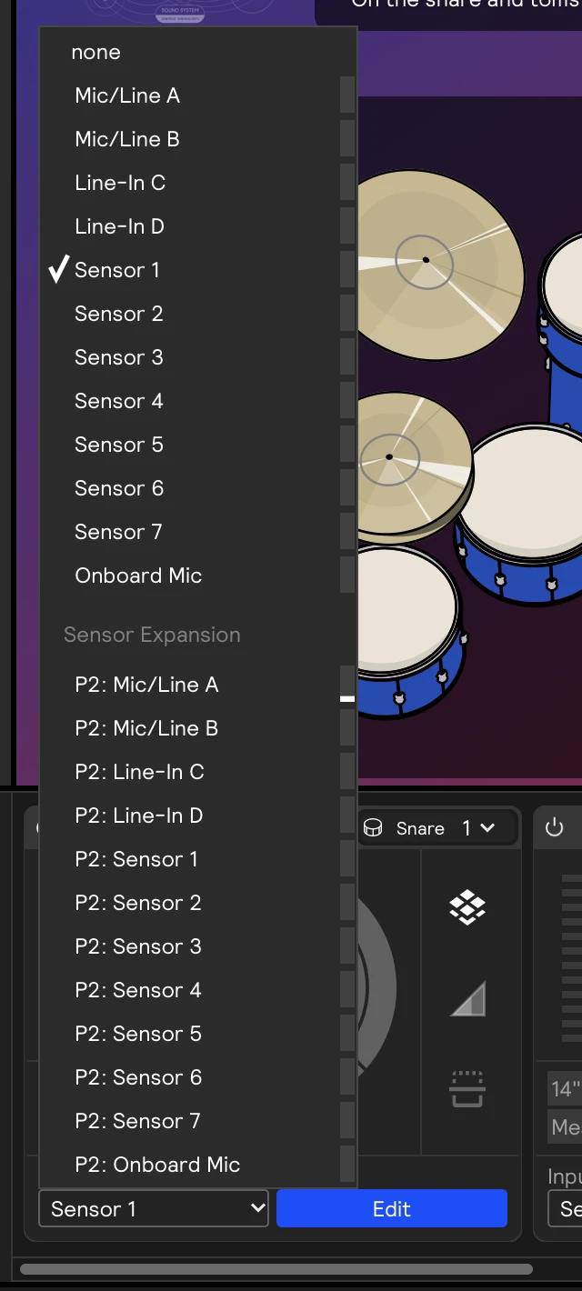 A sensor input's Input Ch menu, with the second Portal's channels under Sensor Expansion
