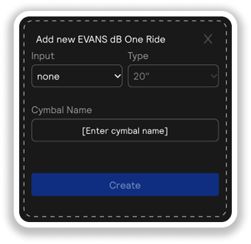 A screenshot of the create sensor input module, asking for information about the drum