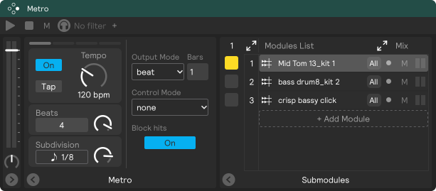 A screenshot of the metro module