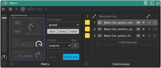 A screenshot of the metro module