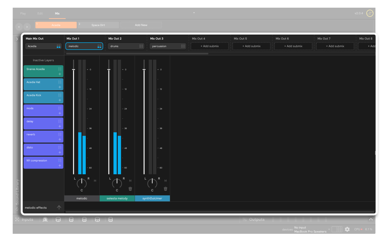 An example of a submix for melodic layers