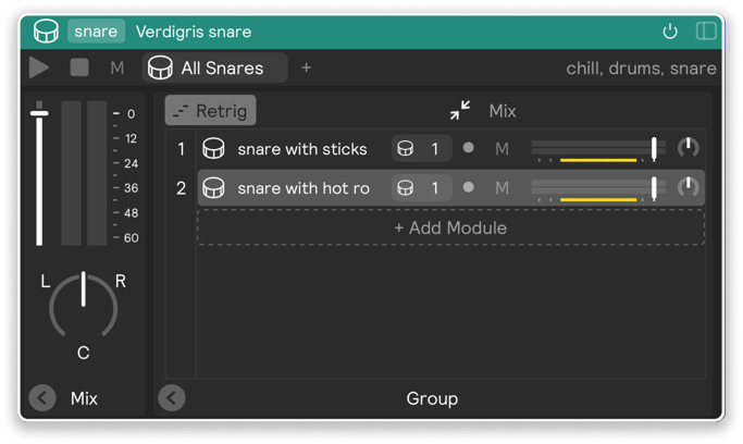 A screenshot of an instrument module in the Edit View
