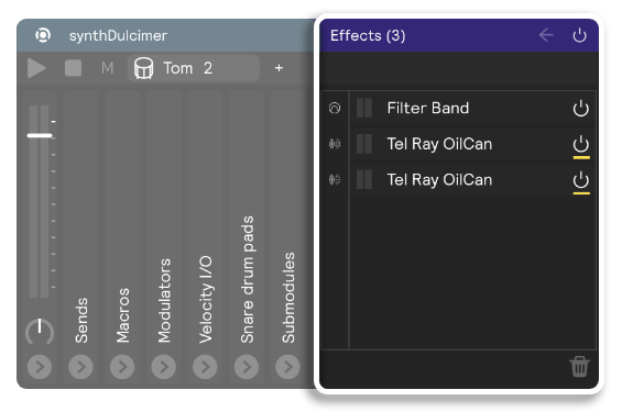 A screenshot of a controller with the effects panel highlighted.