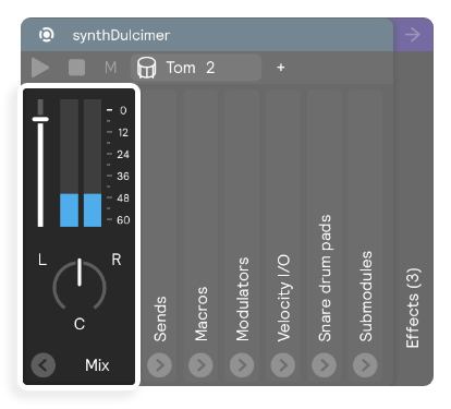 A screenshot of a controller with its mix panel highlighted.