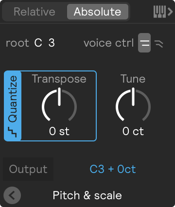 A screenshot of the Pitch &amp; Scale panel