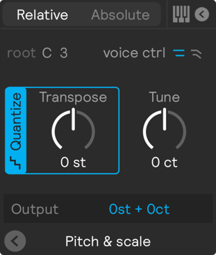 A screenshot of the Pitch &amp; Scale panel