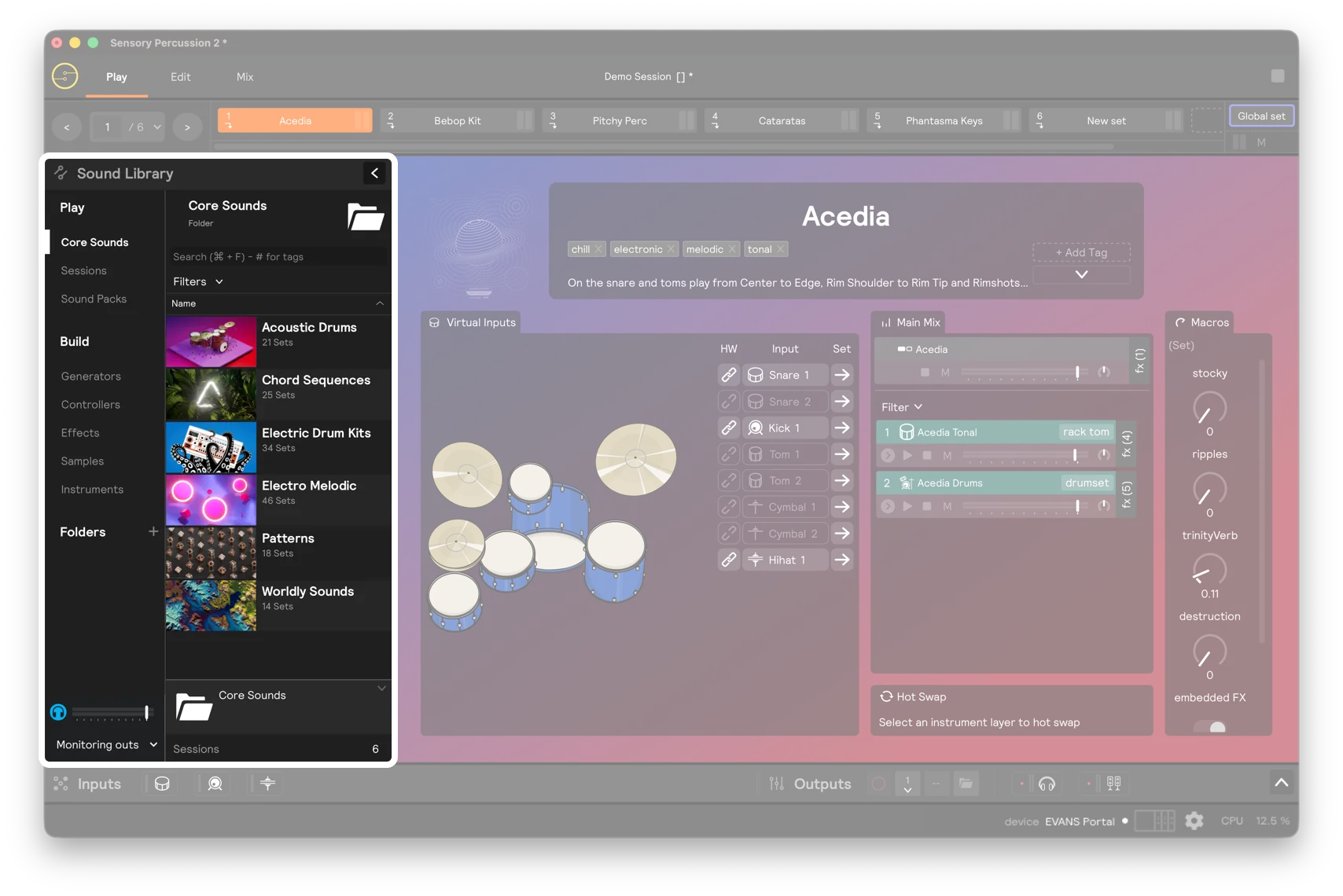 A screenshot of the library panel