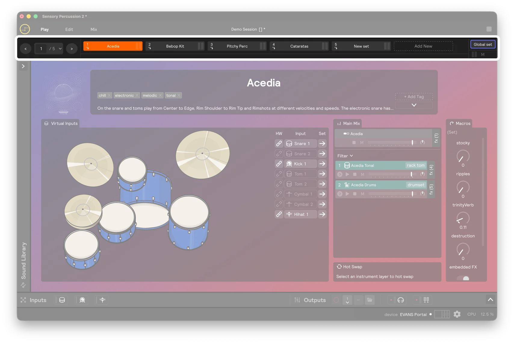 A screenshot of the set manager bar
