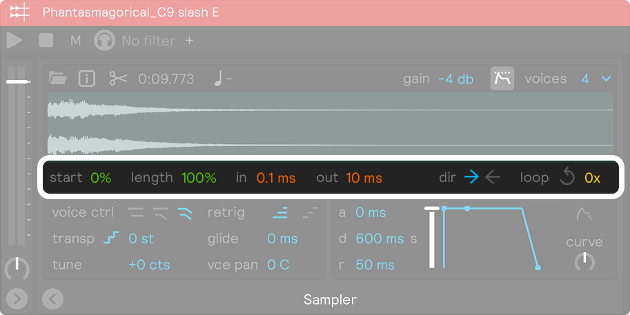 A screenshot showing the playback controls section of the sampler