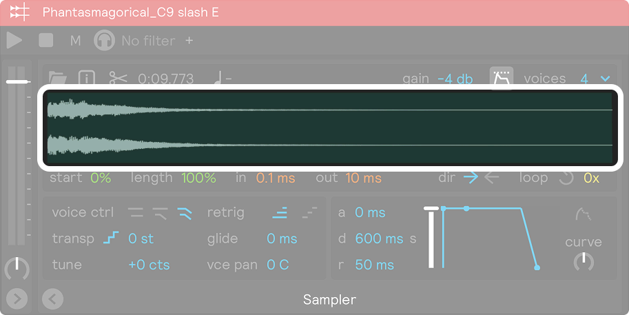 A screenshot showing the sample waveform