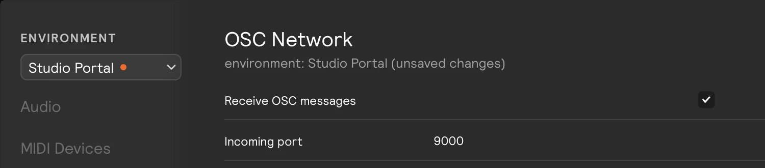 The grey environment line under the OSC Network page title