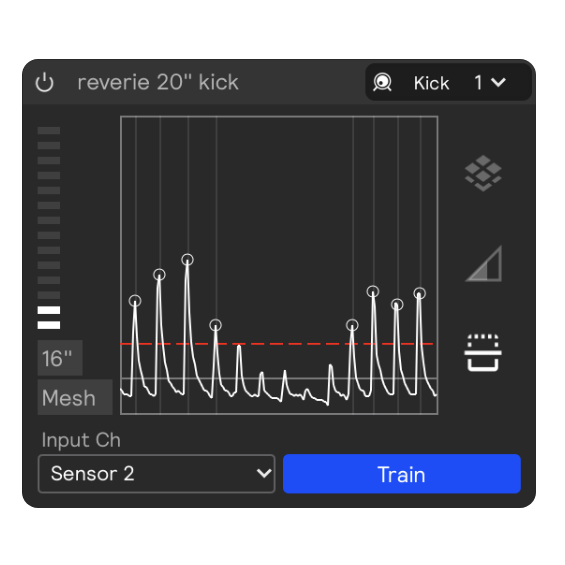 A screenshot showing the mini-view of a hardware input&#39;s threshold UI.