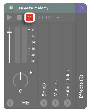 A screenshow showing a mute buton on a module